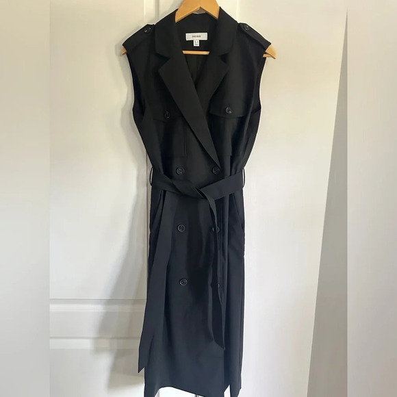NEW Reiss Kimora  Wool Blend Double Breasted Tie Midi Dress Black | UK 10 / US 6 - Picture 6 of 12